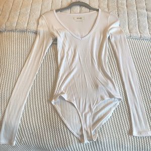 Off-white/white-cream ribbed body suit - XS